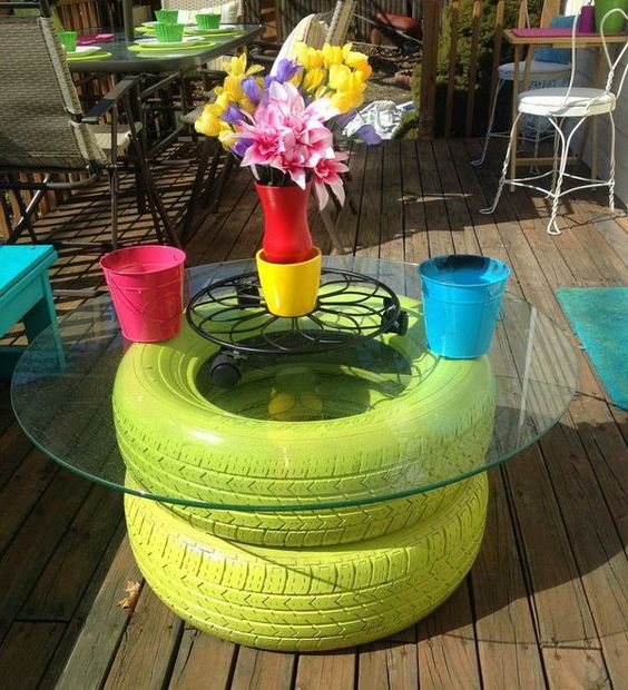 coffee table from a tire
